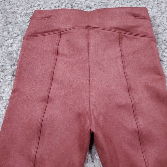 READ Spanx Faux Suede Leggings Rich Rose Pink Size Small Petite Pull On - Picture 4 of 12